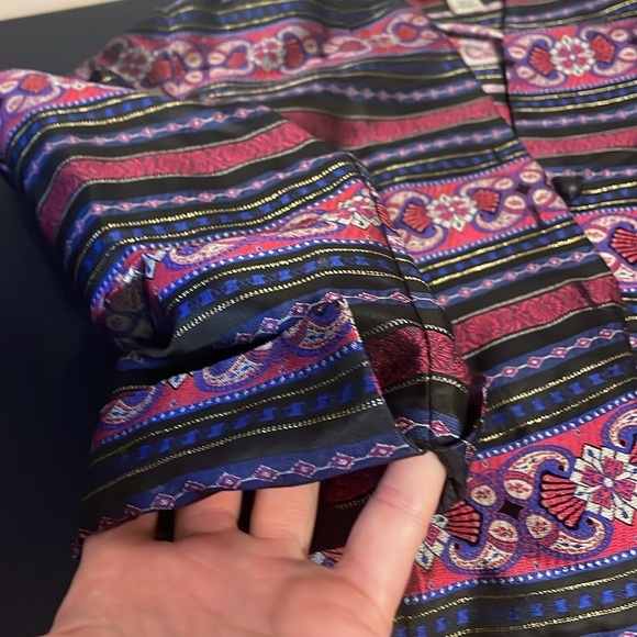 Talbots women’s 4 petite 4p small blazer jacket blouse Black pink pattern silk - Picture 5 of 10